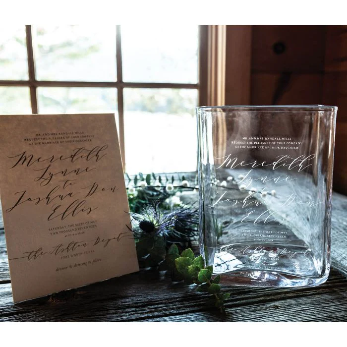 Engraved Weston Vase - L with Wedding Invitation - Image 2